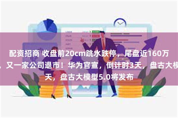 配资招商 收盘前20cm跳水跌停，尾盘近160万资金“博傻”，又一家公司退市！华为官宣，倒计时3天，盘古大模型5.0将发布